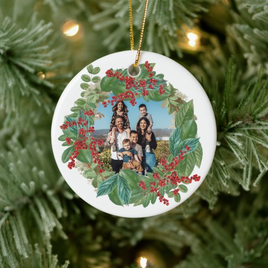 Familie Fotoscript Vakantie Vrolijke Kerstmis Kaar Keramisch Ornament (Boom)