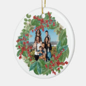 Familie Fotoscript Vakantie Vrolijke Kerstmis Kaar Keramisch Ornament (Links)