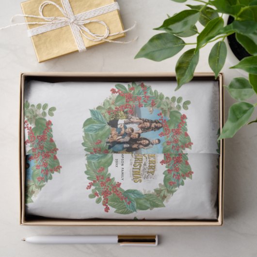 Familie Fotoscript Vakantie Vrolijke Kerstmis Kaar Tissuepapier (Geschenk)