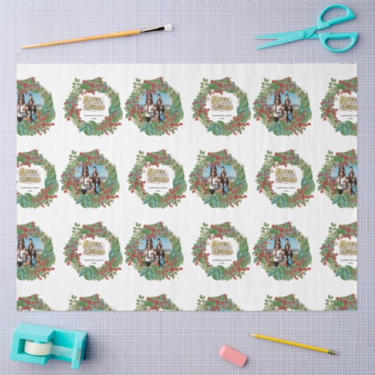 Familie Fotoscript Vakantie Vrolijke Kerstmis Kaar Tissuepapier (Craft)