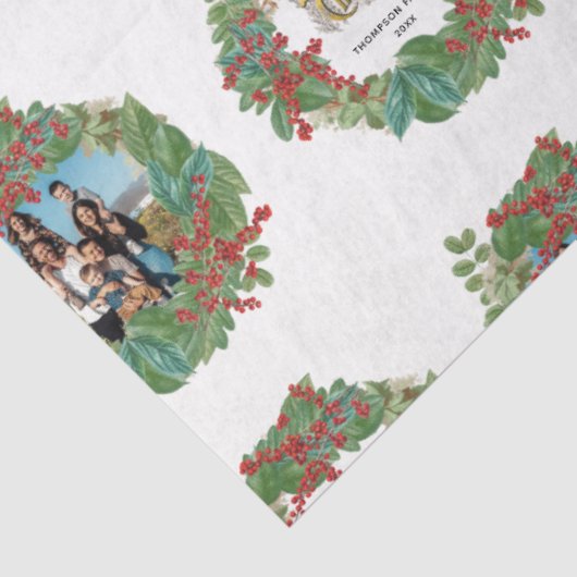 Familie Fotoscript Vakantie Vrolijke Kerstmis Kaar Tissuepapier (Detail)