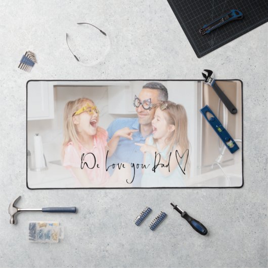 Familie Fotoscript We Love You Dad Heart Bureaumat (Werkstation)