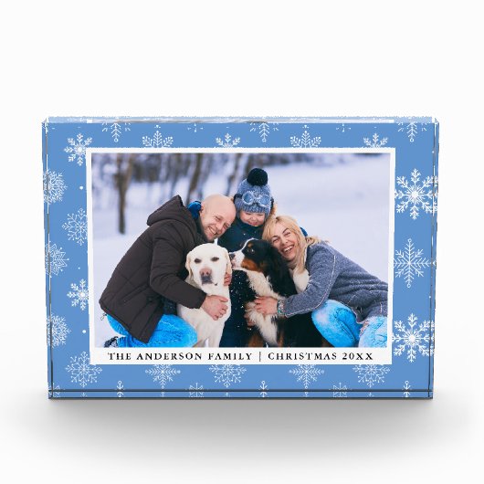 Familie Fotovakantie Snowflakes Fotoblok Blauw (Voorkant)