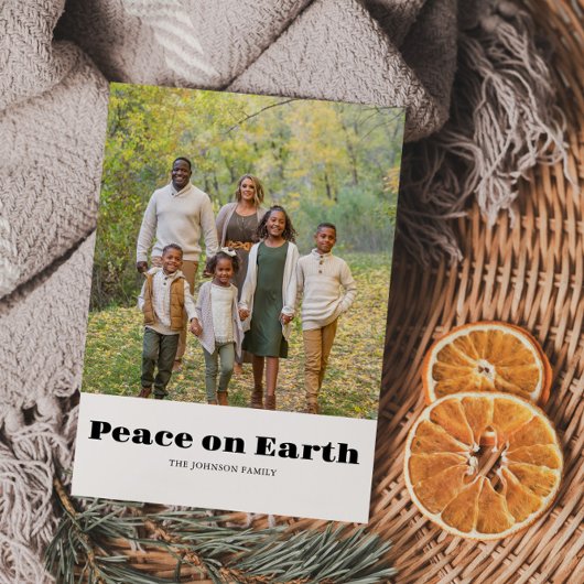 Familie Fotovrede op Aarde Kerst van Merry Feestdagenkaart