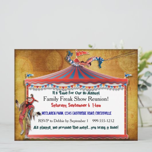 Familie Freak Show reunion-uitnodigingen Kaart (Staand voorkant)