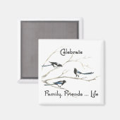 Familie, Friends Life Magpie Bird Art Magneet (Voorkant / Achterkant)