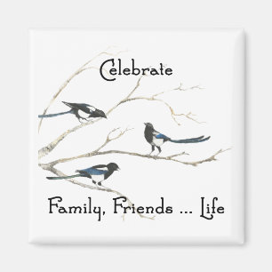 Familie, Friends Life Magpie Bird Art Magneet