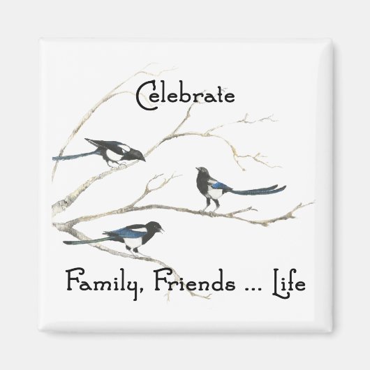 Familie, Friends Life Magpie Bird Art Magneet (Voorkant)