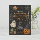 Familie Fun Spooktacular Halloween Party Uitnodige Kaart (Staand voorkant)