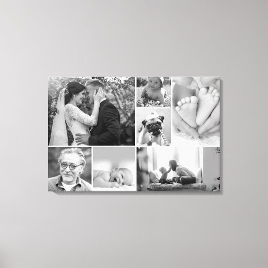 Familie galerie collage Zwart-wit Foto's Canvas Afdruk (Voorkant)