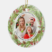 Familie gebladerte krans foto Kerstmis elegant Keramisch Ornament (Links)