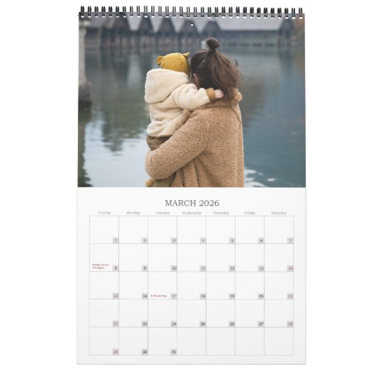 Familie geluk schattig gepersonaliseerd kalender (Mar 2026)