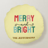 Familie Gelukkig Nieuwjaar Prettig Kerstfeest Rond Kussen (Achterkant)