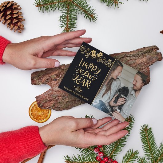 Familie Gelukkig Nieuwjaar Vakantie Fotokaart Feestdagenkaart