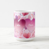 Familie gepatchte harten op patroon met naam koffiemok (Center)