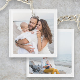 Familie Gepersonaliseerd Keepsake twee foto dubbel Sleutelhanger