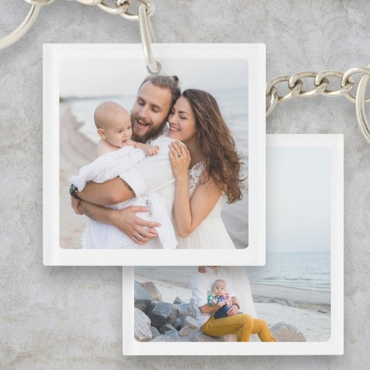 Familie Gepersonaliseerd Keepsake twee foto dubbel Sleutelhanger