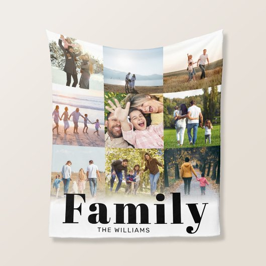Familie Gepersonaliseerde 9 Fotocollage Fleece Deken