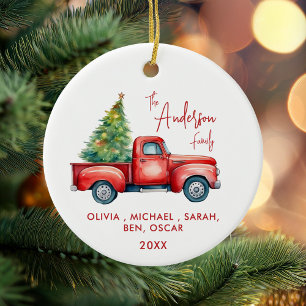 Familie gepersonaliseerde kerst keramisch ornament
