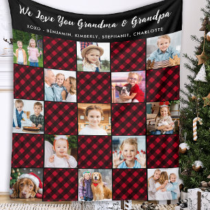 Familie Gepersonaliseerde Rode Plaid Quilt 13 Afbe Fleece Deken
