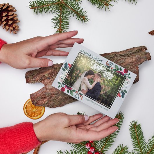 Familie Getrouwd & Vrolijk Kerstfeest Feestdagenkaart