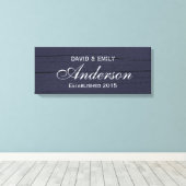 Familie Gevestigde Donkerblauwe Familienaam Teken Canvas Afdruk (Insitu (Houten vloer))