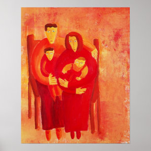 Familie gezeten modern portret schilderij kunstpri poster