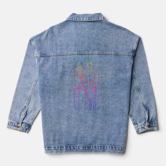 Familie Gezichtsmomenten: Liefde en Lachen Denim Jacket (Achterkant)