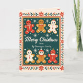 Familie Gingerbread Man Vrolijk kerstfeest Kaart (Voorkant)