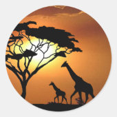 familie giraf ronde sticker (Voorkant)