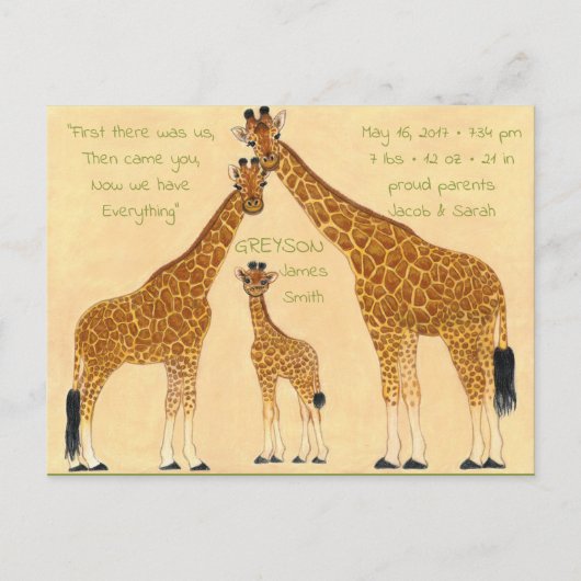 Familie Giraffe - Aankondiging geboorte (Voorkant)