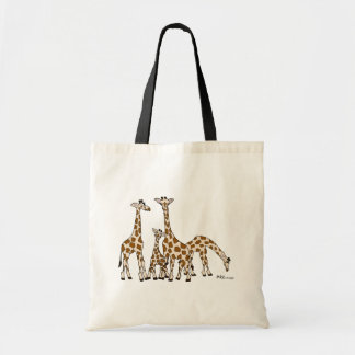 Familie Giraffe in bruine en beige Canvas tas