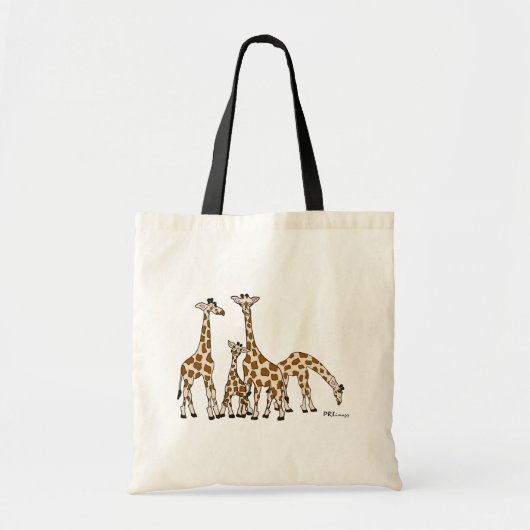 Familie Giraffe in bruine en beige Canvas tas (Voorkant)