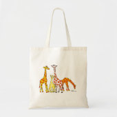 Familie Giraffe in Oranje en gele Canvas tas (Voorkant)