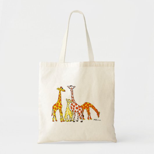 Familie Giraffe in Oranje en gele Canvas tas (Voorkant)
