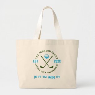 Familie golftoernooi   Aangepaste Logo Grote Tote Bag