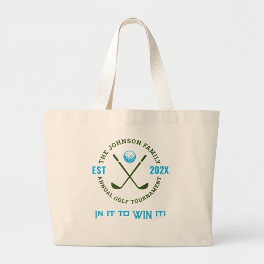 Familie golftoernooi | Aangepaste Logo Grote Tote Bag (Voorkant)