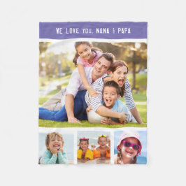 Familie Grootouders Dag Multi Foto Paars Fleece Deken