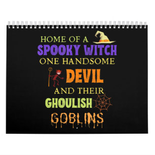 Familie Halloween Quote Met Heks Duivel Spider Kalender