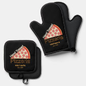 Familie hand gegooide pizza pizzeria ovenwant & pannenlap set (Voorkant / Achterkant)