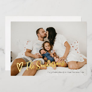 Familie handtekening zwart schrijven folie feestdagenkaart