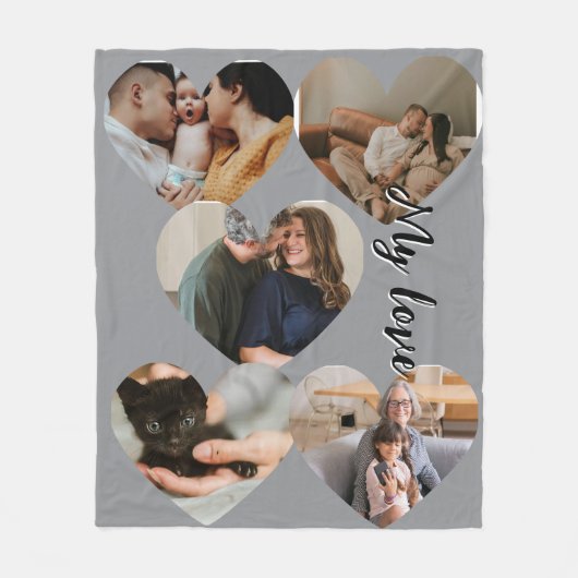 Familie hart foto collage fleece deken (Voorkant)