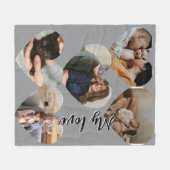 Familie hart foto collage fleece deken (Voorkant (Horizontaal))