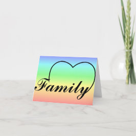Familie hart op een regenboog notitiekaart