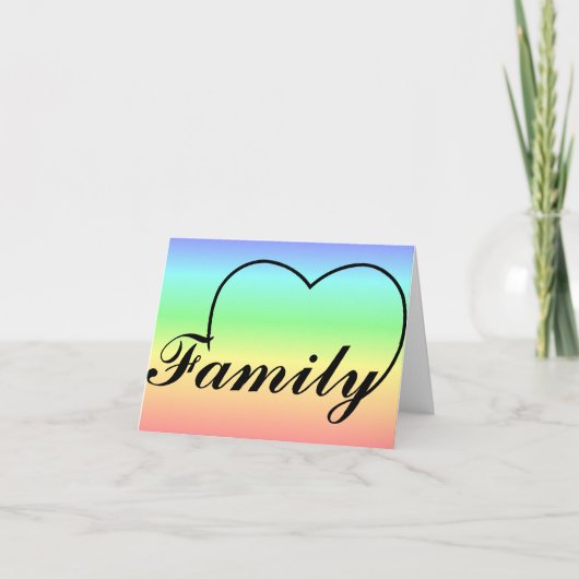 Familie hart op een regenboog notitiekaart (Voorkant)