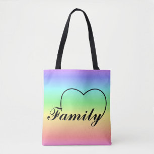 Familie hart regenboog tote bag