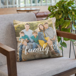 Familie Hart Script Foto Witte Tekst Kussen