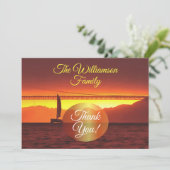 Familie Hartelijk dank, zonsondergang 1124 Bedankkaart (Staand voorkant)
