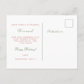 Familie heeft een nieuwe thuisfeestdag met kerstmi aankondigingskaart (Achterkant)