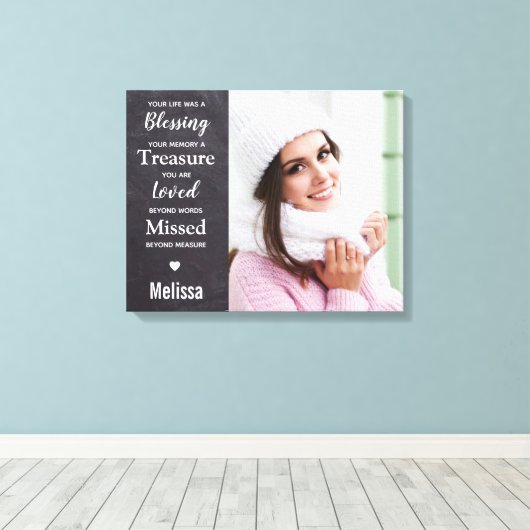 Familie Herdenking Foto Canvas Afdruk (Insitu (Houten vloer))